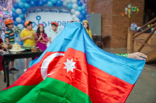 Azerbaijan flag in Baku, Azerbaijan