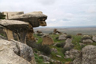 In azerbaijan gobustan the antique preistorical cave protect by unesco